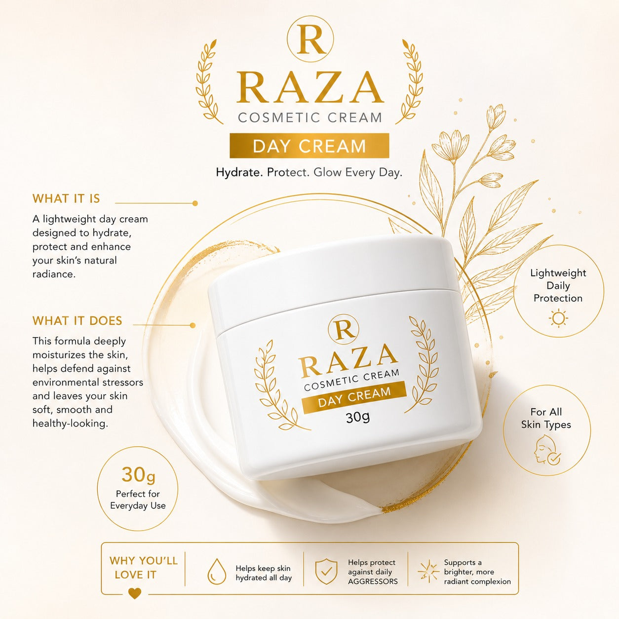 Raza Whitening Skincare Kit – Day Cream, Night Cream & Beauty Soap